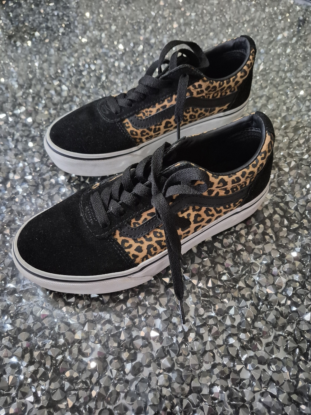 Vans Leopard Print Black Suede Old Skool Girls' Sneakers
